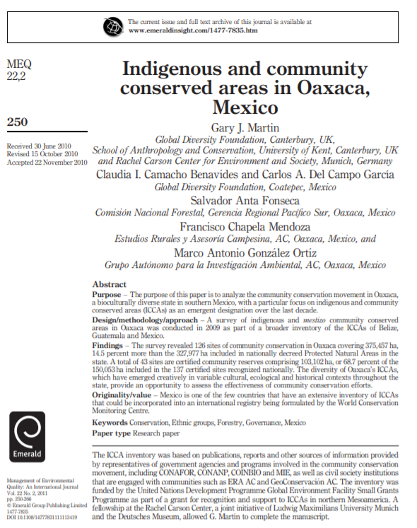 Indigenous and Community Conserved Areas in Oaxaca, Mexico - Consejo Civil Mexicano para la ...