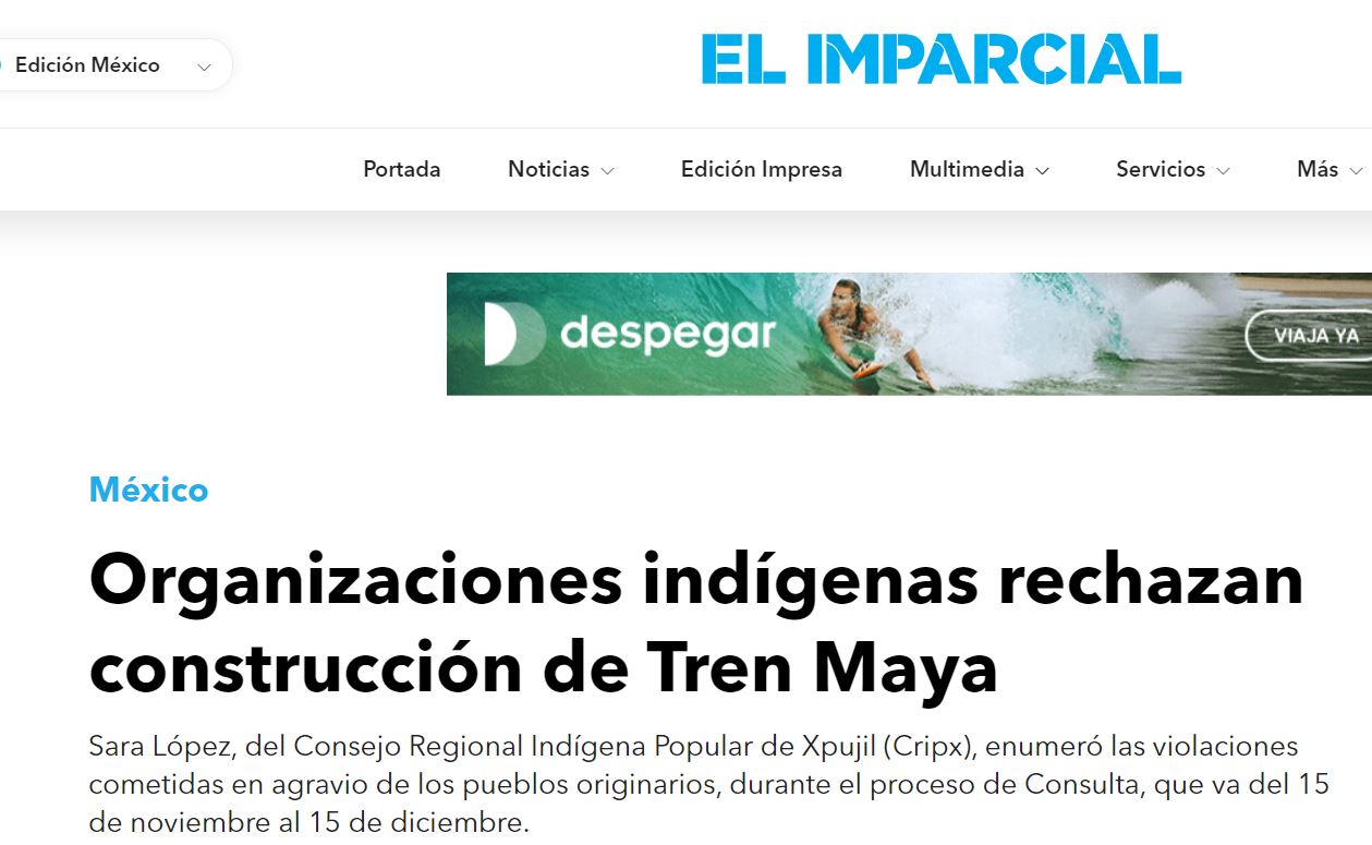 Organizaciones indígenas rechazan construcción de Tren Maya - Consejo Civil Mexicano para la ...
